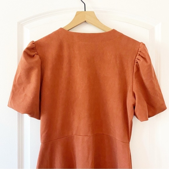 DOWNEAST Button Front Puff Sleeve Midi Dress - Picture 8 of 9
